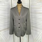Amanda Smith  Herringbone Oversized Blazer Jacket Black Tan 6 Single Breasted Photo 2