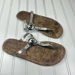 Michael Kors Silver Logo Flip Flops Size 8.5 Photo 3