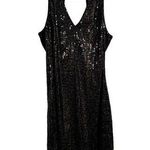 Cache Brown All Over Sequin Dress V-Neck Open Back Y2K Party Womens 8 Photo 0