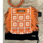 Maje NEW NWT Crochet M Bag Orange Floral Print Clutch/Crossbody Photo 4