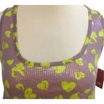 No Boundaries NEW  Lavender Purple Lime Green Heart Print Sequin Zip Tank Top S Photo 1