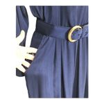 Vintage 80's Navy belted Jumpsuit batwing sleeves shoulder pads size X Small Blue Photo 3