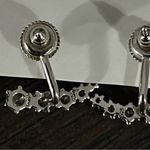 Banter by Piercing Pagoda Ear Jacket Cuff Earrings Front Back 2 in 1 Silver Photo 5