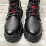 Marc Fisher  Aboli Plaid Trimmed Boots Lug Sole Lace-Up Hiker Booties Black Photo 2
