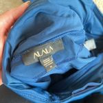 Alala  High Waist Satin Capri Mesh Panels Sheer Royal Blue Crop Leggings Photo 5