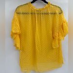Alice + Olivia  Yellow Boho Short Swiss Dot Sleeve Julius Ruffle Sleeve Blouse S Photo 6
