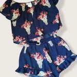 Peach Love California Desert Skull Ruffle top short Set size small flowy blue Photo 5