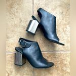 Alexander Wang Nadia Leather Cut Out Peep Toe Silver Heel Shoes Size 8 Photo 1