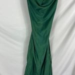 La Femme  Emerald Green Satin Lace Up Back Maxi Gown Size 8 Photo 1