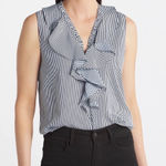 Karl Lagerfeld 🩶 Black and White Ruffled Sleeveless Blouse Tank Photo 0