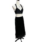 INC Crushed Black Velvet Sequin Maxi Skirt Size 2 | Y2K Boho Goth Holiday Party Photo 3