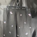Coldwater Creek  Capri Pants Size 12 Black Embroidered Summer Butterflies Photo 2