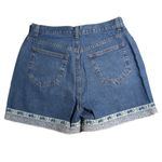 Vtg 1990s Liz Claiborne Blue Denim Floral Embroidered Lace Trim Mom Shorts Sz 10 Photo 1