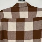 Old Navy  Flannel The Boyfriend Shirt Brown Cream Neutral Oversized Size M Photo 6