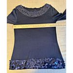 Ellen Tracy  - Navy Blue Silk blend, sequin detail, boat neck sweater Size Medium Photo 2