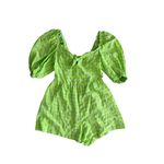 Topshop Green White Gingham Plaid Puff Sleeve Romper Size US 4 Photo 6