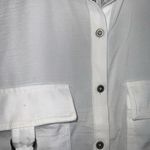 No Comment  White Pullover Button Front Elastic Waist Long Tab Sleeves XL NWT Photo 4