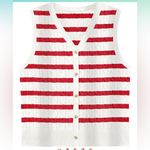 Wiholl cable knit sleeveless sweater. Pink on ivory stripes. Size Small Photo 10