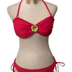 Xhilaration Sexy pinkish orange bikini 👙 w/a gold flower & gold bead accents. Photo 0