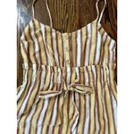 Lush Clothing Lush Mini Dress Women's Small Tie Button Sleeveless Striped Yellow Multi Boho Photo 2