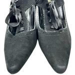 Y2K Black‎ Leather Kitten Heels Sz 9W Pointed Toe Lace Photo 5
