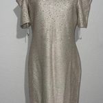 St. John Studded Cold-Shoulder Tweed Sheath Dress in Gold Multi Size 12 NWT $1795 Photo 0