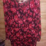 Philosophy 2/$25 Dress Large Red/Black Long Sleeve Pleated Photo 0