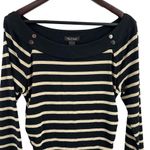 White House | Black Market WHBM Dress Large Black Gold Stripe Rouching Boatneck Mini Photo 1