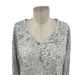Peruvian Connection ‎ Sage Green Gray Mandala Floral Print Long Sleeve Tee Large Photo 1
