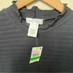 Planet Gold Macy’s NWT Black Mock Neck Lettuce Trim Ribbed Short Sleeve Top Photo 2