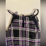 Bisou Bisou ⭐️ black and purple plaid ruffle front tank blouse medium Photo 4