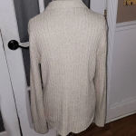 Ralph Lauren Lauren  Womens Creme Silk Linen Blend Leather Tie Neck Sweater Large Photo 1