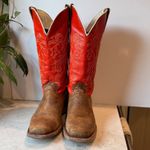 J.B. Dillon Cowboy Western Boots Womens 10 B USA Made Red Tan Leather Square Toe Photo 1