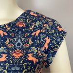 Pink Martini Dress Fox Print Blue Floral A-Line Lined Small Women Cap Sleeves Photo 13