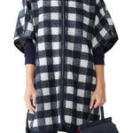 Draper James Cape Coat Womens X Small Small Blue White Buffalo Check Full Zip Photo 0