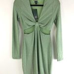Wild Fable  Mini Dress Metallic Bodycon Long Sleeve Cutout Stretch Green L Photo 0