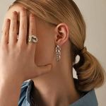 Thick hoop earrings thick chain earrings Photo 0