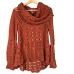 Free People  Brown Cowl Neck Sweater with Cable Knit Design Size S Photo 10
