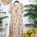 NWT En Saison Natural Color Floral Print Midi Dress Size Small Tan Photo 7