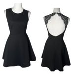 Lulus Mini Dress Womens M Black Floral Lace Open Back Skater Flowy Goth Fairy Photo 1