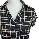 House of Harlow 1960 sleepwear black and white plaid button down top Photo 3