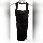 White House | Black Market WHBM  Women's Black Silky Halter Dress-Pleated Bodice Sz 2-LITTLE BLACK … Photo 1