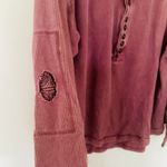 Free People  Fall For You Henley Sweet Cranberry Long Sleeve Oversized Top Sz M Photo 9