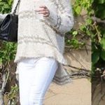 Free People  Linus fuzzy striped sweater in natural M Photo 8