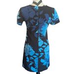 Trina Turk  2 Black Blue Abstract Floral Shift Dress Photo 5