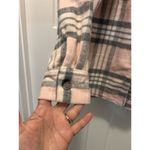 New Women's Size Large Pink Plaid Soft Button Up Oversized Jacket Hip Length Photo 3