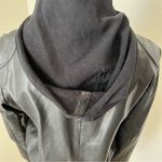 EUC Doma Women's Black‎ Leather Jacket Bomber Elastic Waist, Large Black Photo 5