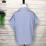Japna Japan Blue & White Courier Stripe Casual Button Down Top Size Large Photo 5