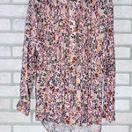 Sundance Floral Print Pintuck Long Sleeve Blouse Size S Pink Photo 0