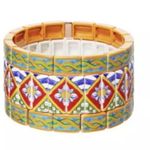 Nwot Roxanne assoulin Geometric Stretch Bracelet set of three Orange Photo 0